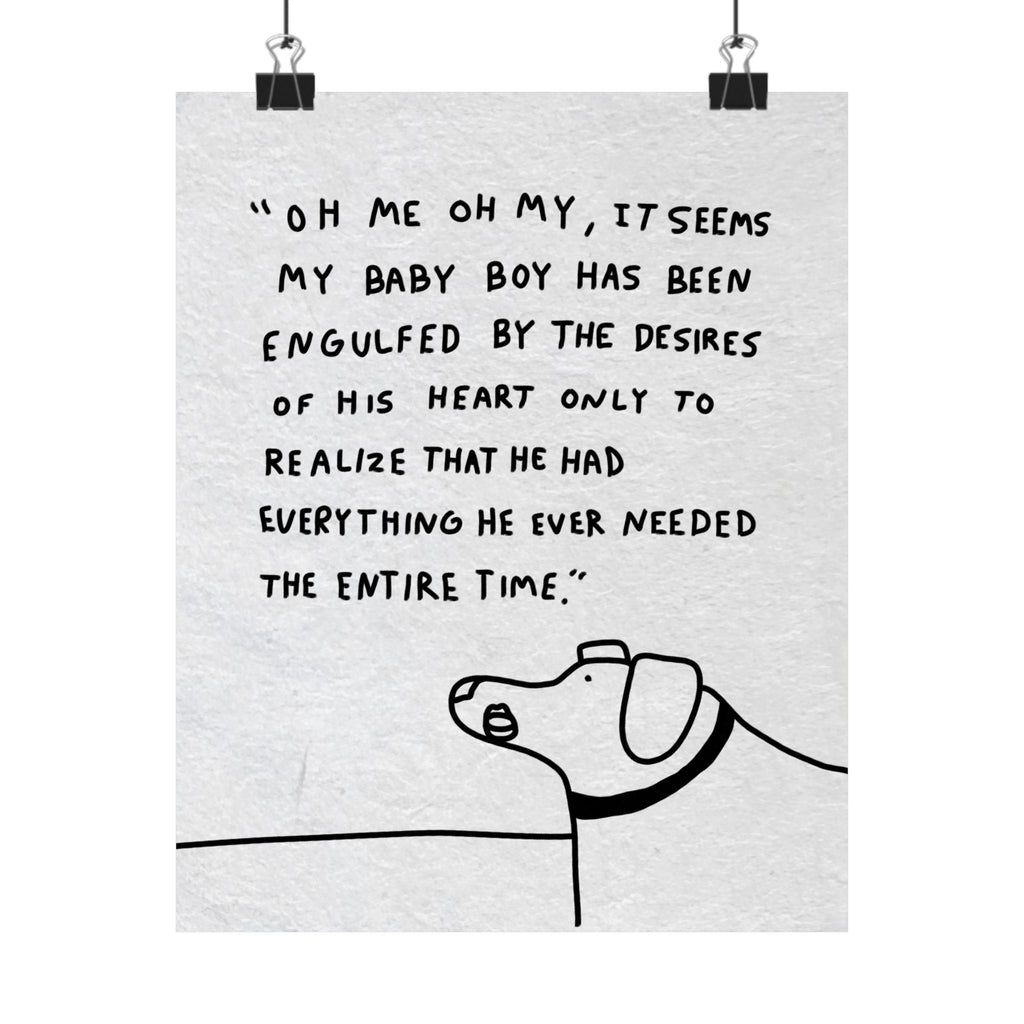 Gilberts Mom Poster — "Oh me oh my, it seems my baby boy has been engulfed..." Matte Vertical Art